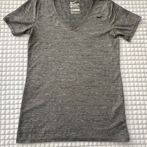 Nike Black and Gray V-Neck Tee
